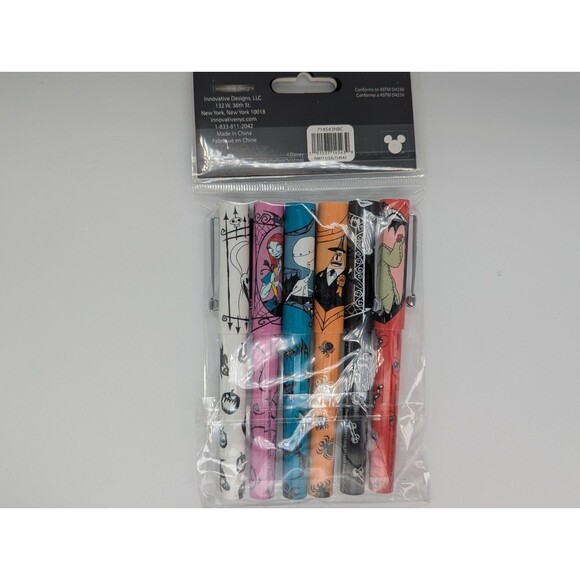 Disney Nightmare Before Christmas 6 Pack Writing Pens Jack Sally Zero - Picture 2 of 2